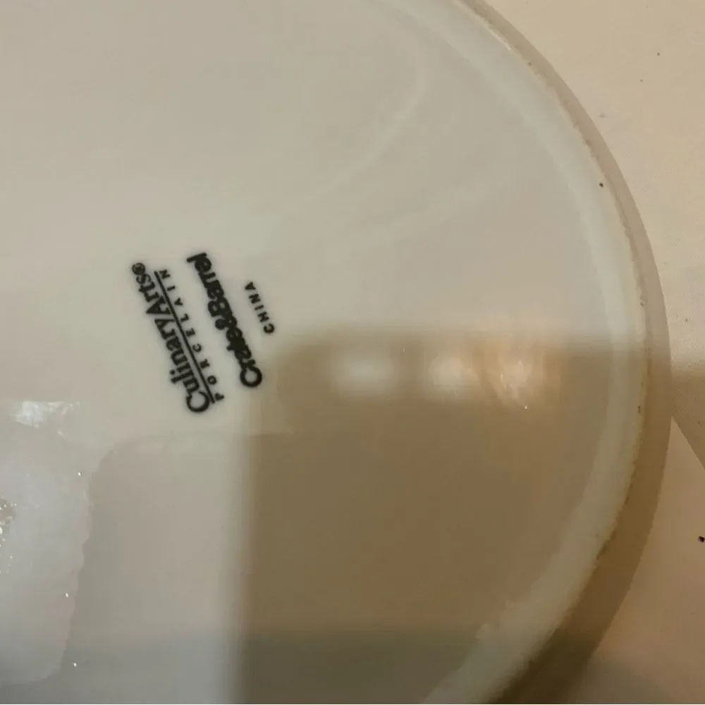 Crate & Barrel Culinary Arts Set of 3 White Porcelain Deep Rim Dinner Plates